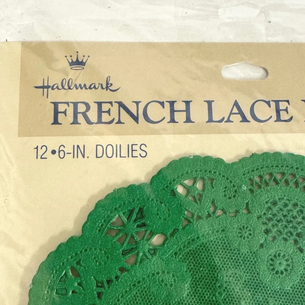 Vintage Hallmark French Lace Doilies Red Green Paper Lot of 3 Packs 6in 10in